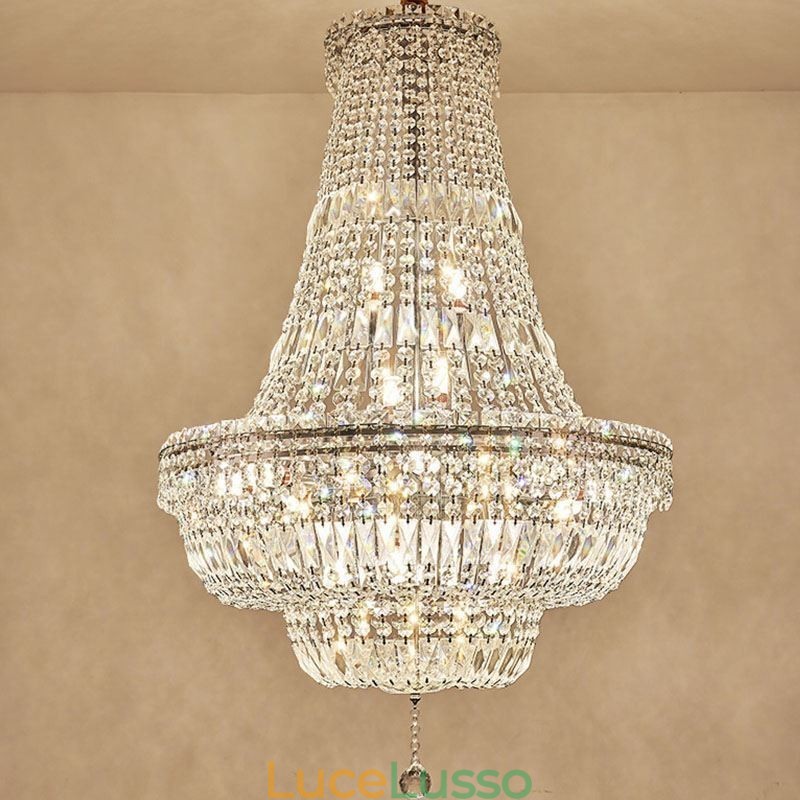 Lampadario di cristallo retrò Lampada da soffitto di cristallo di lusso americano con 18 luci