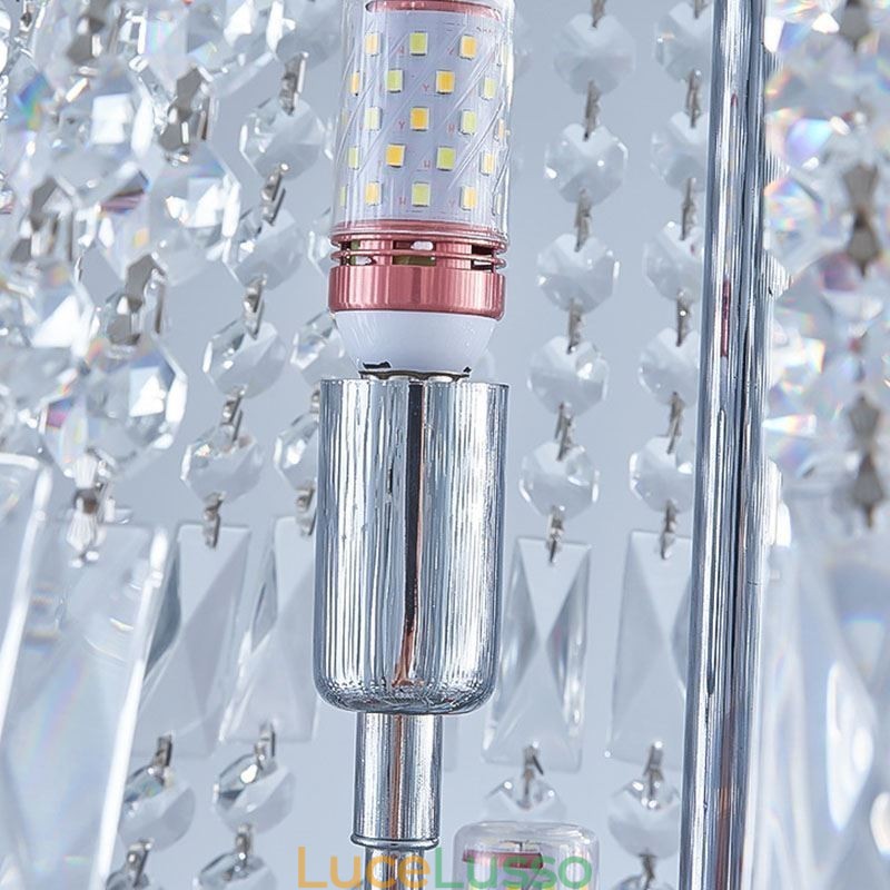 Lampadario di cristallo retrò Lampada da soffitto di cristallo di lusso americano con 18 luci