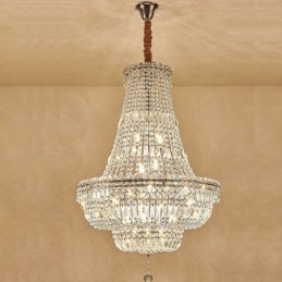 Lampadario di cristallo retrò Lampada da soffitto di cristallo di lusso americano con 18 luci