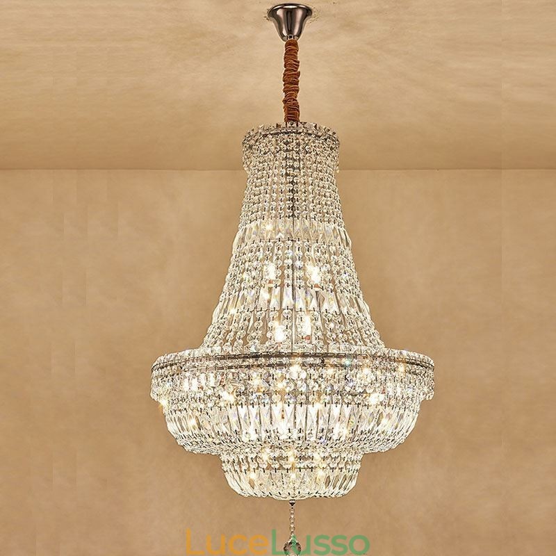 Lampadario di cristallo retrò Lampada da soffitto di cristallo di lusso americano con 18 luci
