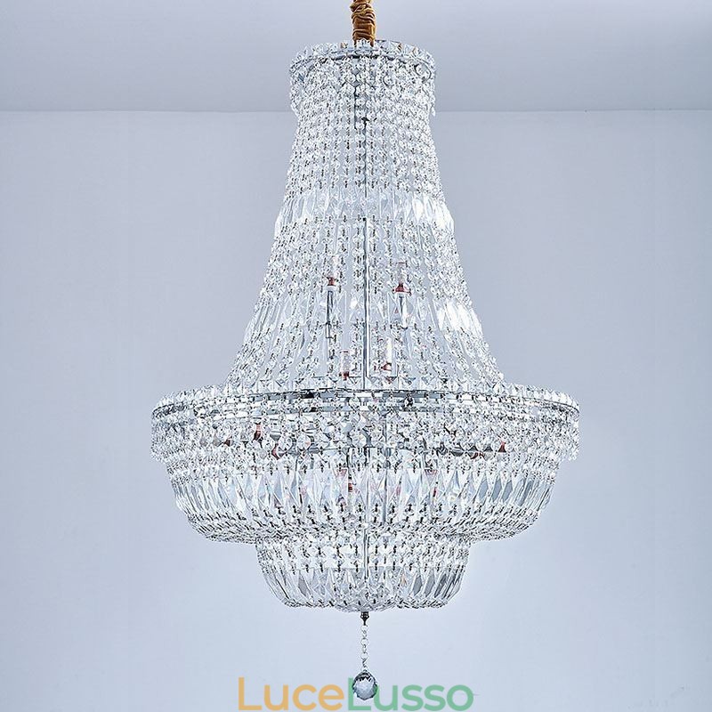 Lampadario di cristallo retrò Lampada da soffitto di cristallo di lusso americano con 18 luci