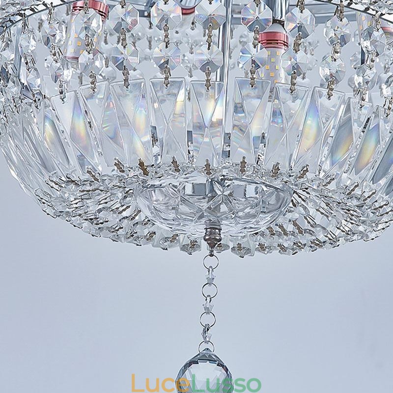 Lampadario di cristallo retrò Lampada da soffitto di cristallo di lusso americano con 18 luci