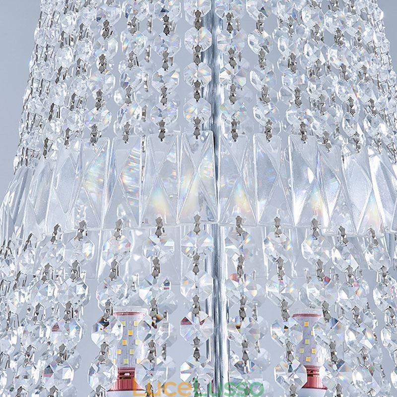 Lampadario di cristallo retrò Lampada da soffitto di cristallo di lusso americano con 18 luci