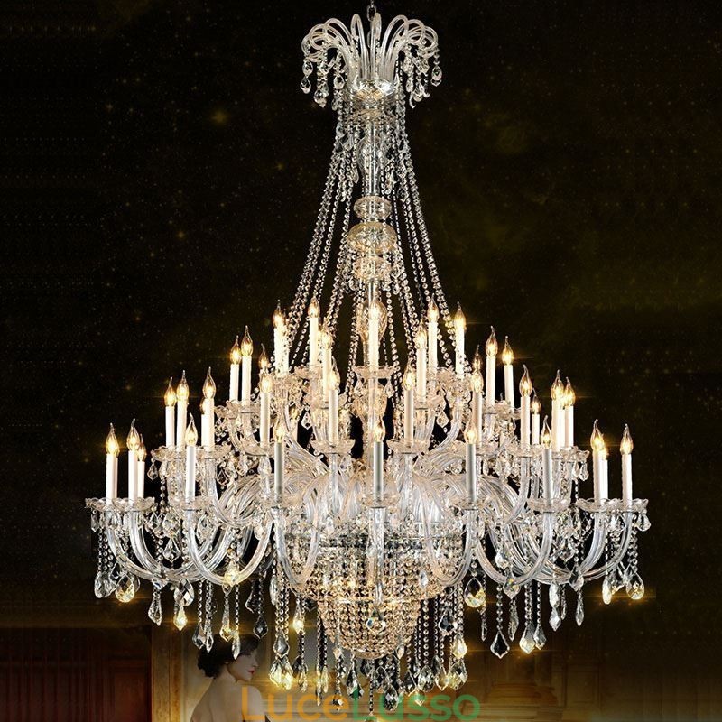 Lampadario di cristallo europeo Decorazione di cristallo Lampada da soffitto con 65 luci