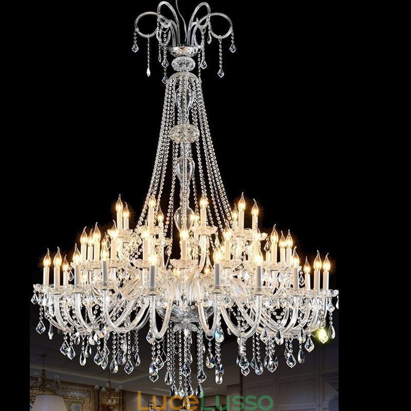 Lampadario di cristallo europeo Decorazione di cristallo Lampada da soffitto con 65 luci