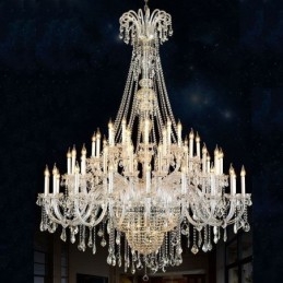 Lampadario di cristallo europeo Decorazione di cristallo Lampada da soffitto con 65 luci