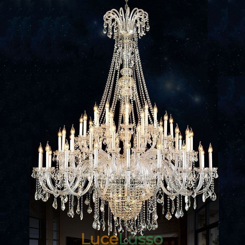 Lampadario di cristallo europeo Decorazione di cristallo Lampada da soffitto con 65 luci