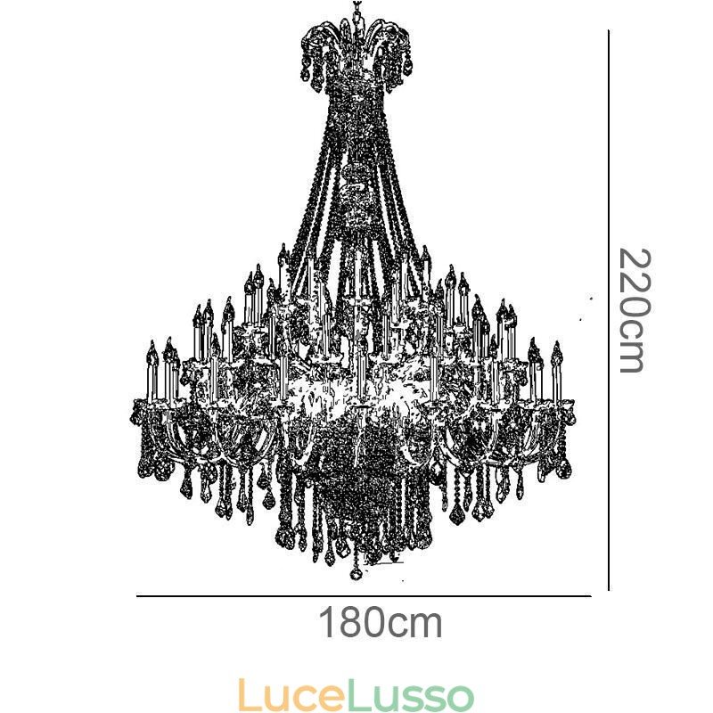 Lampadario di cristallo europeo Decorazione di cristallo Lampada da soffitto con 65 luci