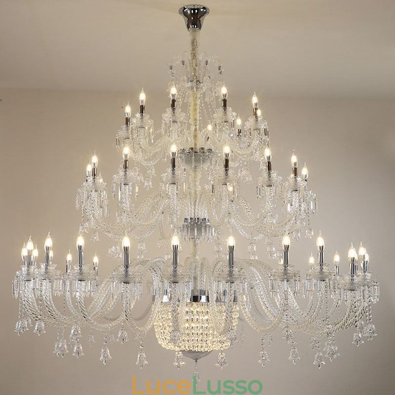 Lampadario di cristallo europeo Decorazione plafoniera con 50 luci