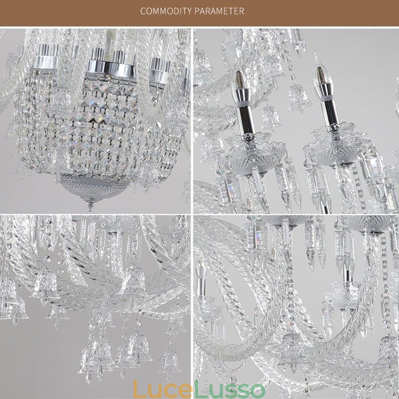 Lampadario di cristallo europeo Decorazione plafoniera con 50 luci