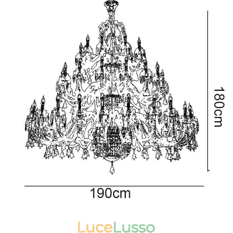 Lampadario di cristallo europeo Decorazione plafoniera con 50 luci