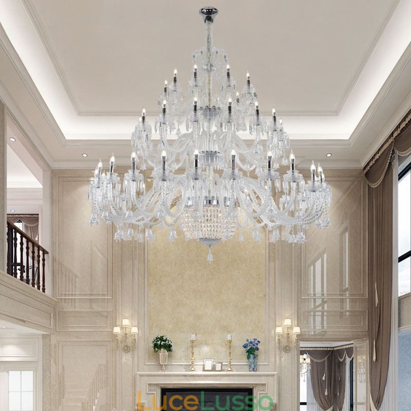 Lampadario di cristallo europeo Decorazione plafoniera con 50 luci