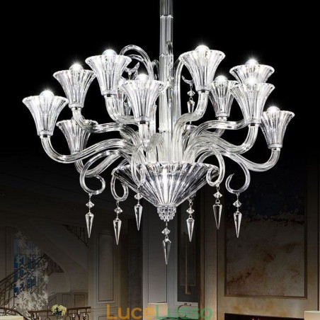 Lampadario di cristallo europeo Decorazione plafoniera con 12 luci Lampadario di cristallo europeo Decorazione plafoniera con 12 luci