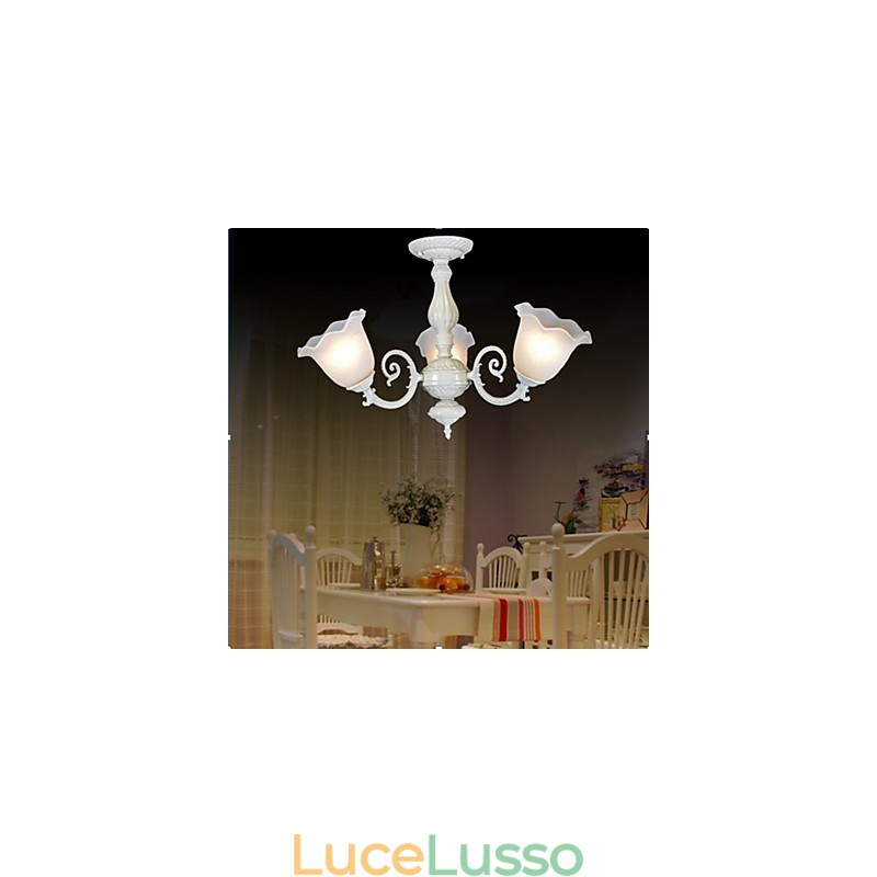 Montaggio a filo Tre luci Bianco Europeo Retro Classico