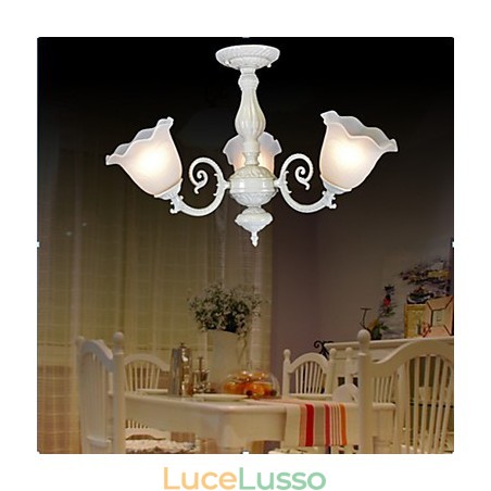 Montaggio a filo Tre luci Bianco Europeo Retro Classico Montaggio a filo Tre luci Bianco Europeo Retro Classico