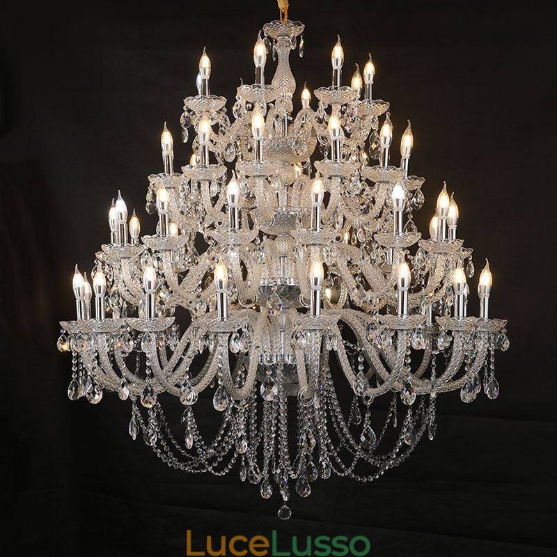Lampadario di cristallo europeo con 53 luci