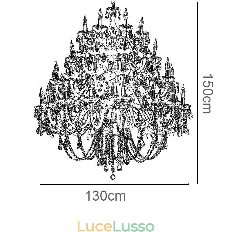 Lampadario di cristallo europeo con 53 luci