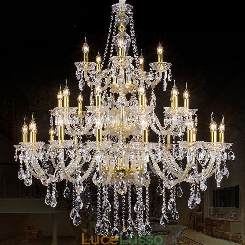 Lampadario di cristallo di lusso con decorazione a soffitto con 32 luci
