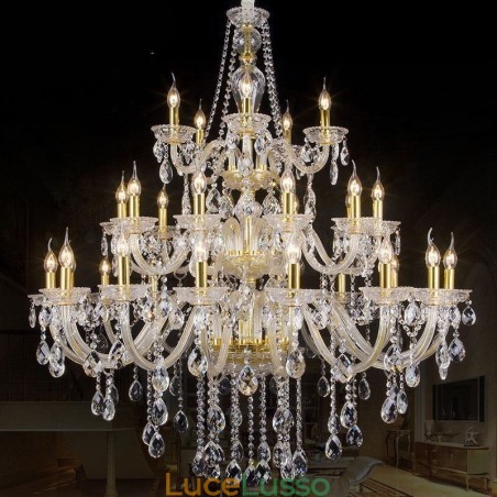 Lampadario di cristallo di lusso con decorazione a soffitto con 32 luci Lampadario di cristallo di lusso con decorazione a soffitto con 32 luci