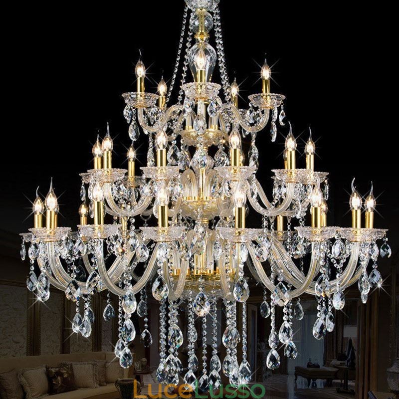 Lampadario di cristallo di lusso con decorazione a soffitto con 32 luci