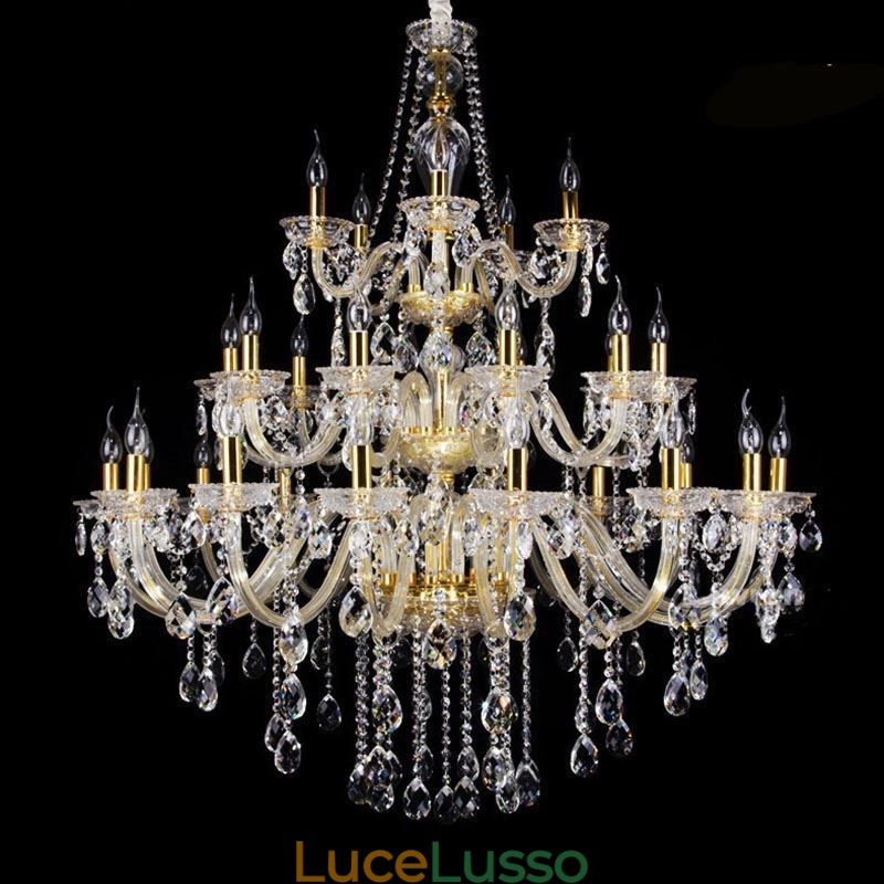 Lampadario di cristallo di lusso con decorazione a soffitto con 32 luci