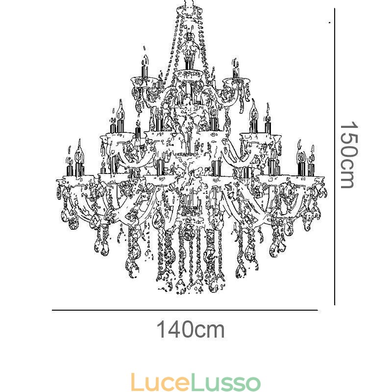 Lampadario di cristallo di lusso con decorazione a soffitto con 32 luci