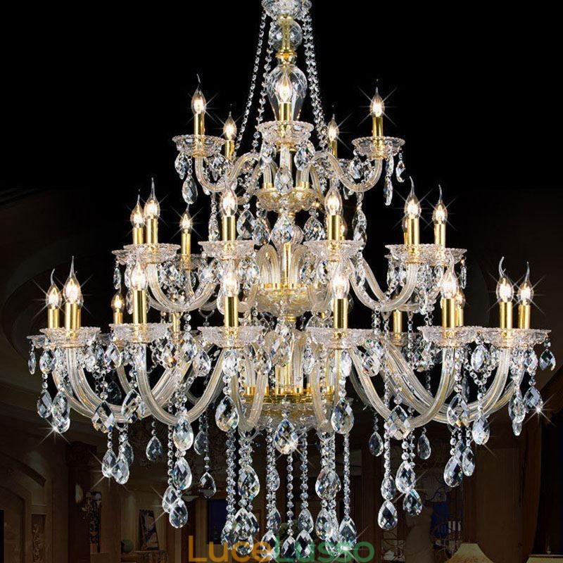 Lampadario di cristallo di lusso con decorazione a soffitto con 32 luci