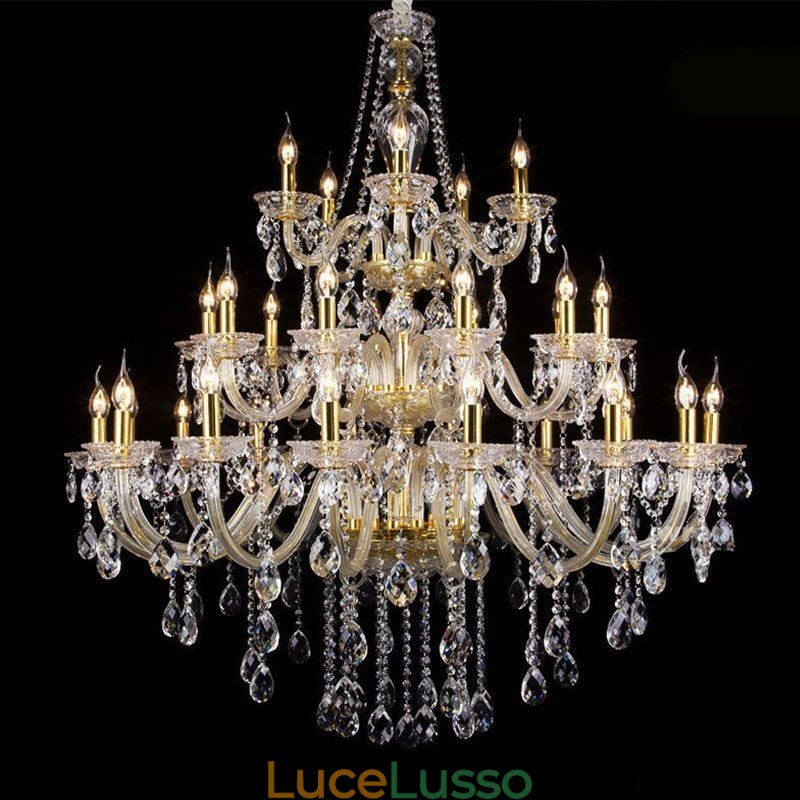 Lampadario di cristallo di lusso con decorazione a soffitto con 32 luci