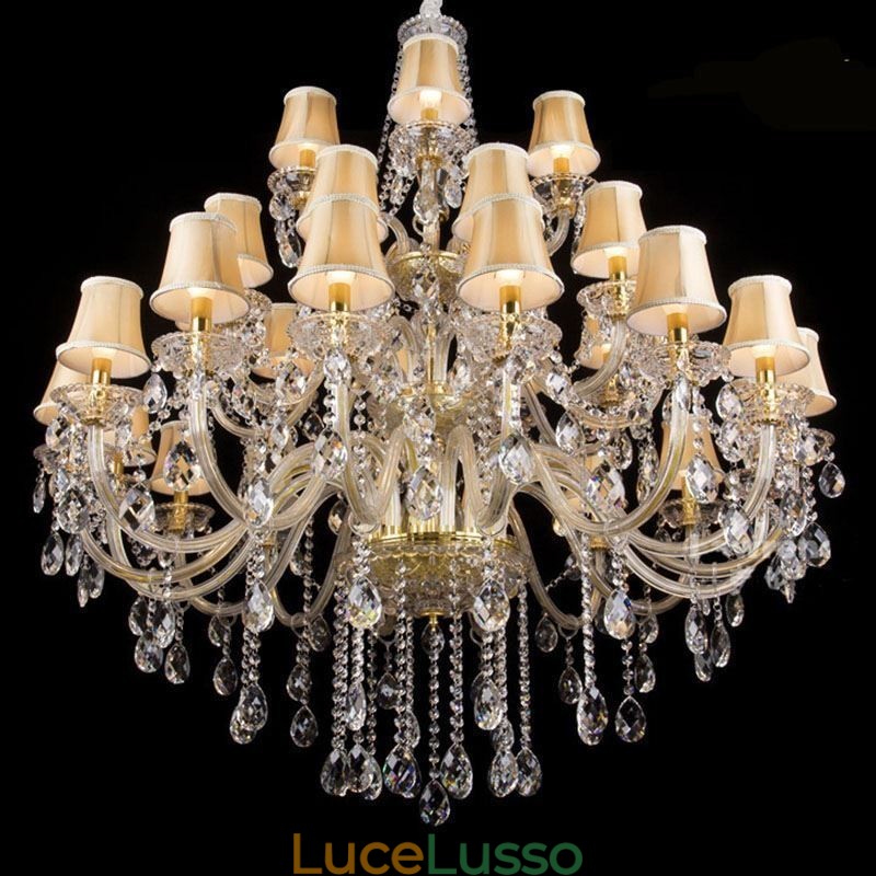 Lampadario di cristallo europeo con 32 luci da soffitto