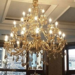 Lampadario di cristallo europeo, lampada da soffitto di lusso con 30 luci