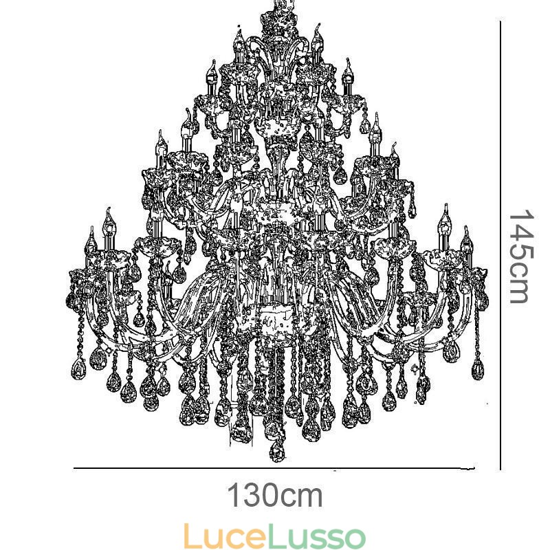 Lampadario di cristallo europeo, lampada da soffitto di lusso con 30 luci