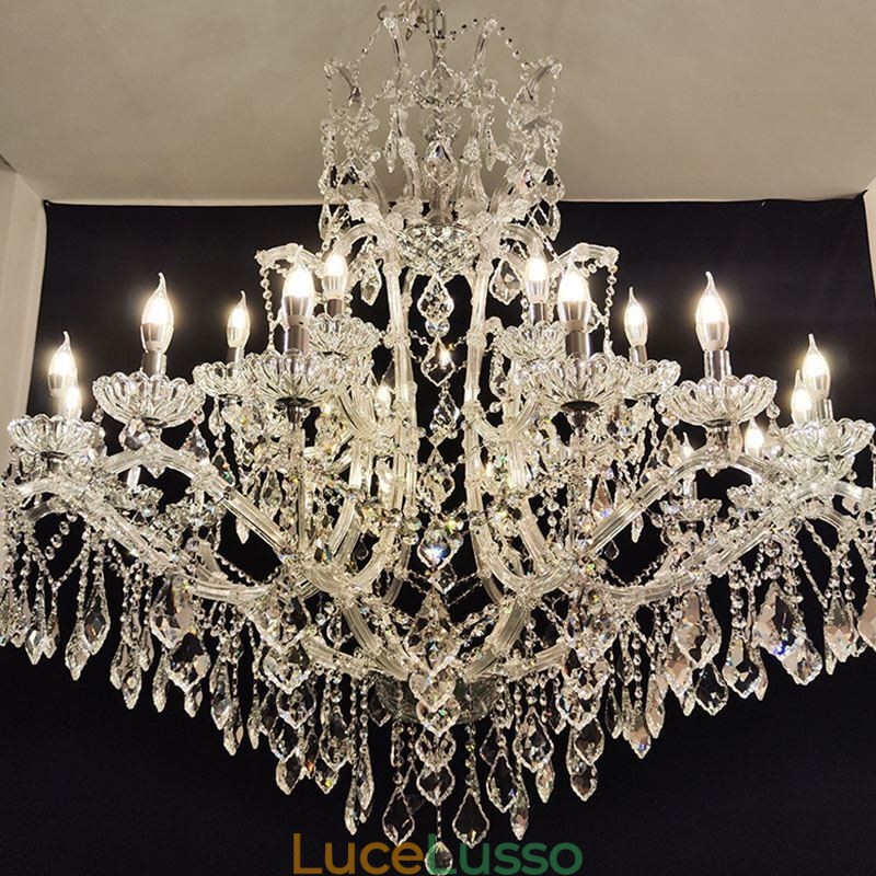 Lampadario di cristallo europeo Decorazione plafoniera con 24 luci