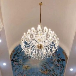 Lampadario di cristallo europeo con 32 luci, lampada da soffitto decorativa di lusso
