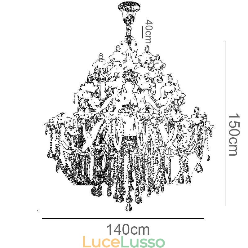 Lampadario di cristallo europeo con 32 luci, lampada da soffitto decorativa di lusso