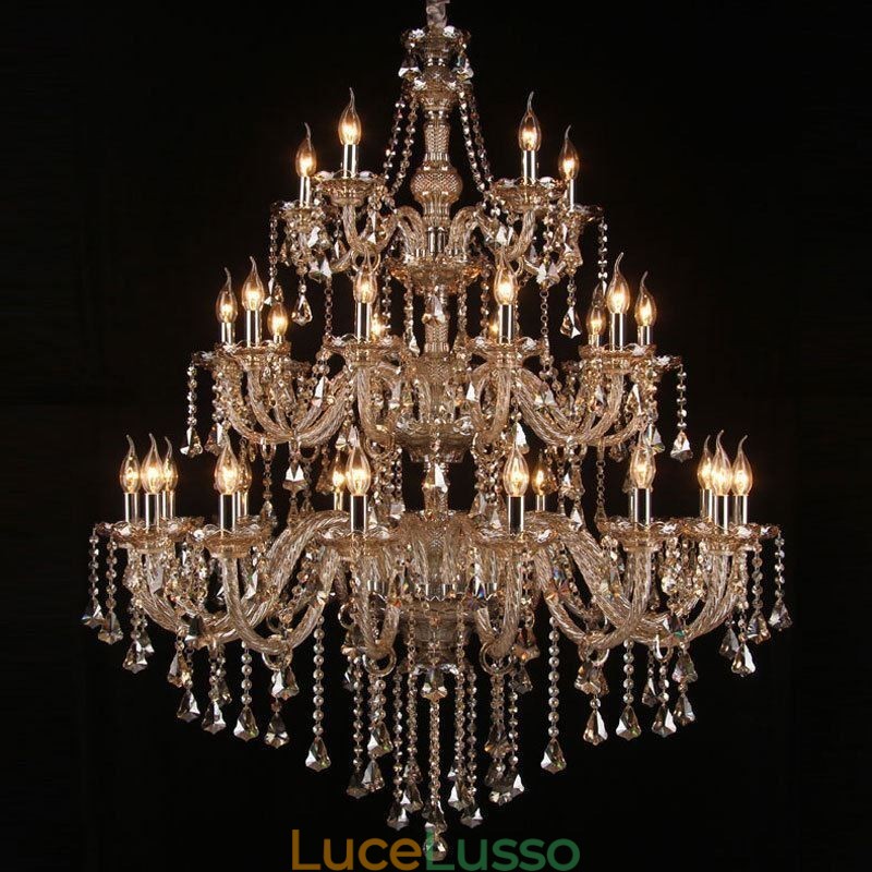 Lampadario di cristallo europeo con 30 luci, decorazione da soffitto