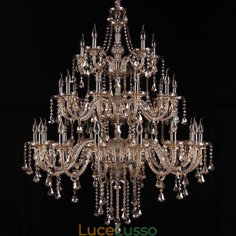 Lampadario di cristallo europeo con 30 luci, decorazione da soffitto