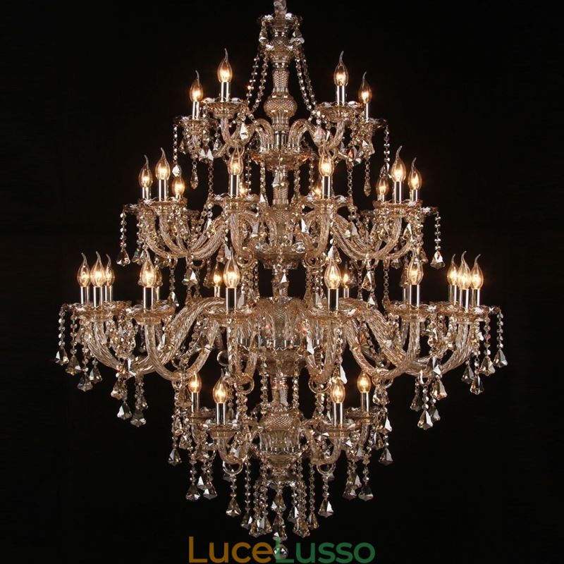 Lampadario in cristallo Cognac con 35 luci