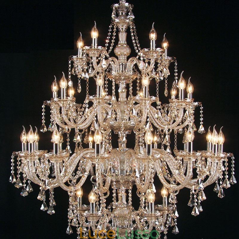 Lampadario in cristallo Cognac con 35 luci