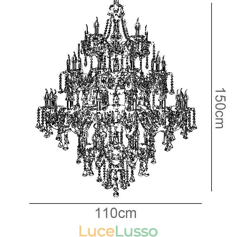 Lampadario in cristallo Cognac con 35 luci