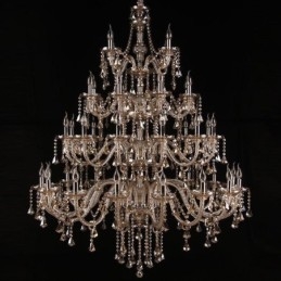Lampadario di cristallo europeo color cognac con 40 luci