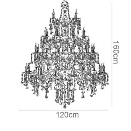 Lampadario di cristallo europeo color cognac con 40 luci
