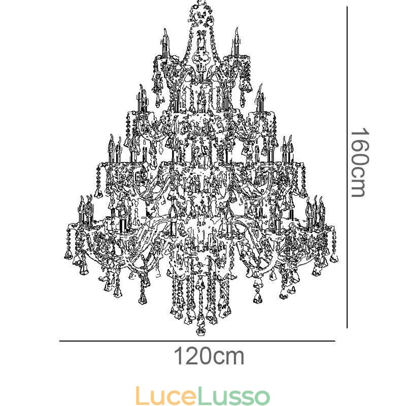 Lampadario di cristallo europeo color cognac con 40 luci
