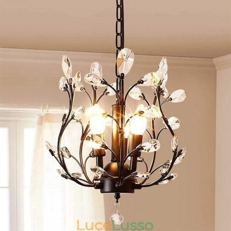 Lampadario retrò nero in cristallo da soffitto Lampadario retrò nero in cristallo da soffitto