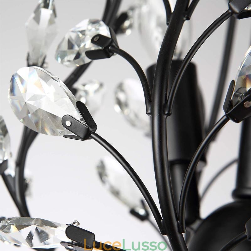 Lampadario retrò nero in cristallo da soffitto