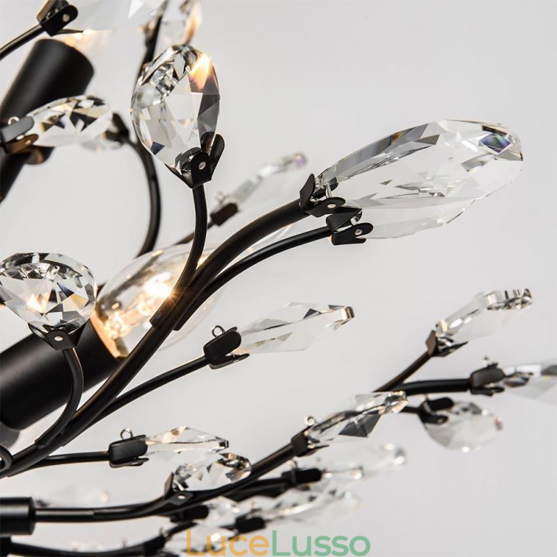 Lampadario retrò nero in cristallo da soffitto