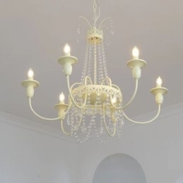 Lampadario in cristallo nordico, vernice artigianale, luce da soffitto color crema