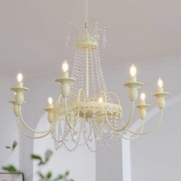 Lampadario in cristallo nordico, vernice artigianale, luce da soffitto color crema