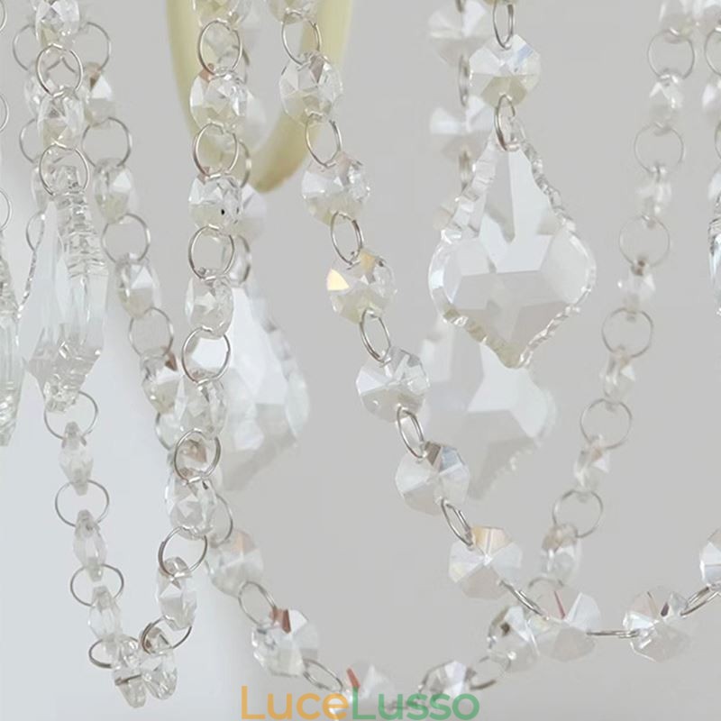 Lampadario in cristallo nordico, vernice artigianale, luce da soffitto color crema