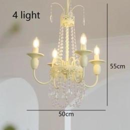 Lampadario in cristallo nordico, vernice artigianale, luce da soffitto color crema
