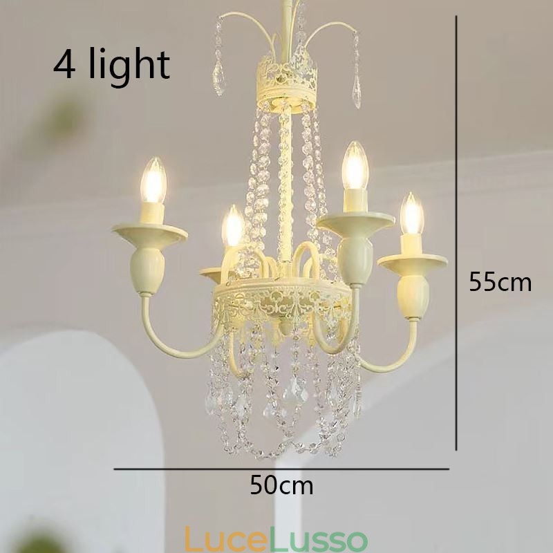 Lampadario in cristallo nordico, vernice artigianale, luce da soffitto color crema